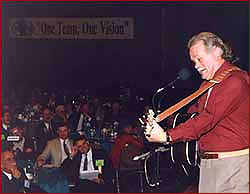 Larry entertaining at a corporate function